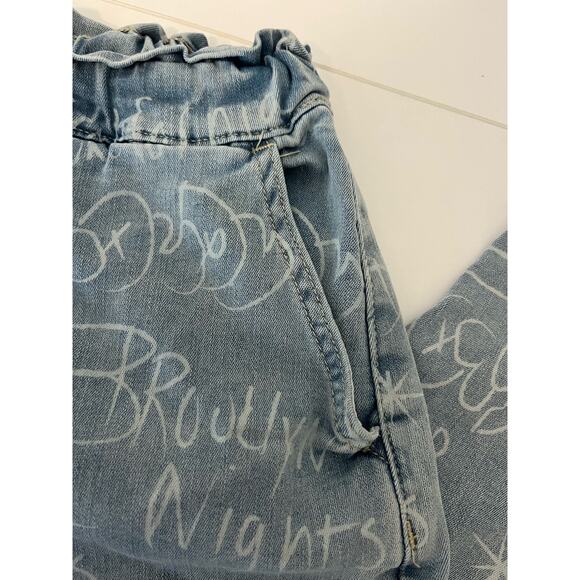 Gemma Rae Paper Bag Elastic Waist Chalk Art Graffiti Jeans Size 7 / 28 Pull On - Picture 5 of 11